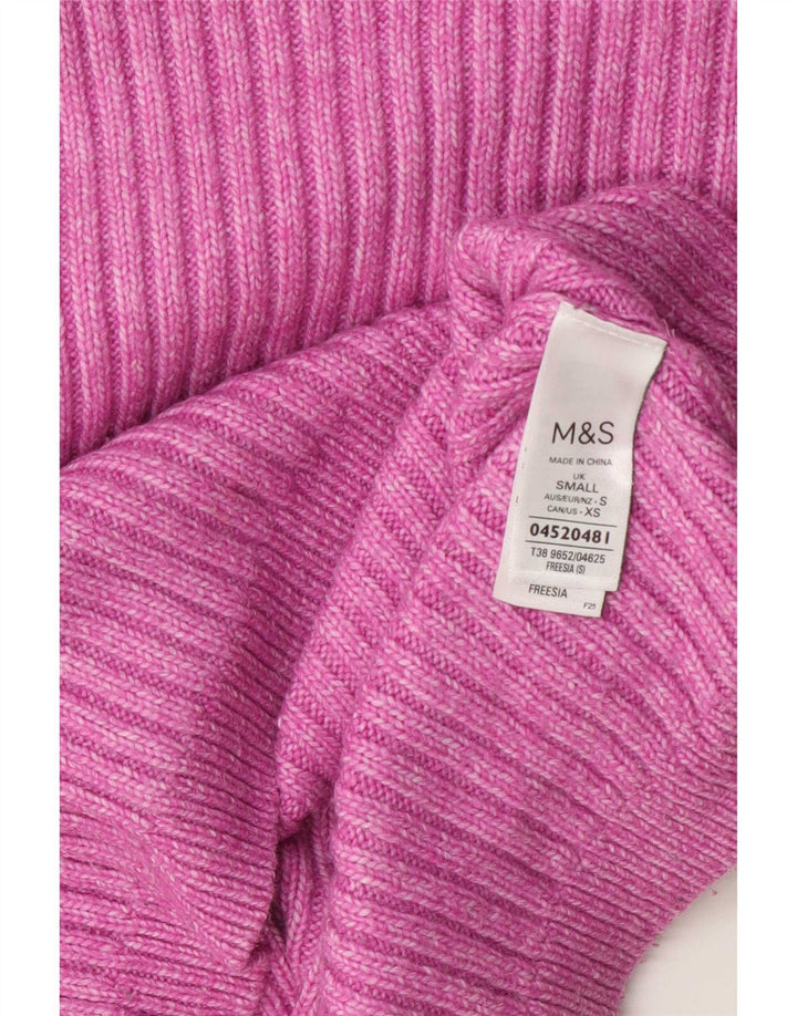 Marks & Spencer Damen-Pullover mit Rundhalsausschnitt, Gr. 10, Größe S, Rosa, Polyester