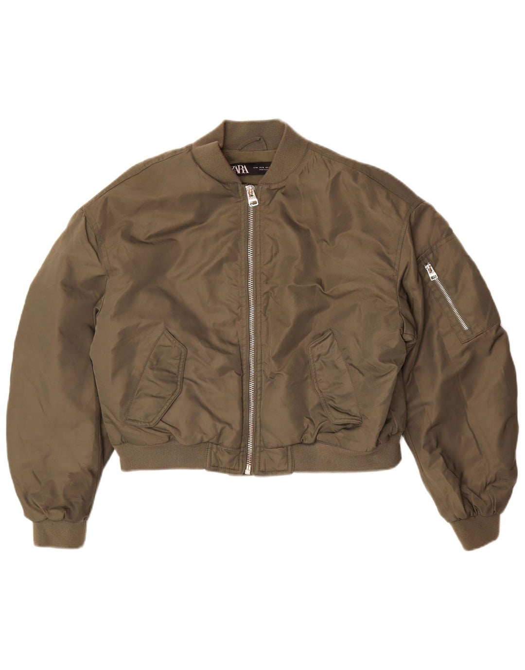 Zara Damen Crop Oversized Flight Aviator Jacke UK 14 Medium Khaki