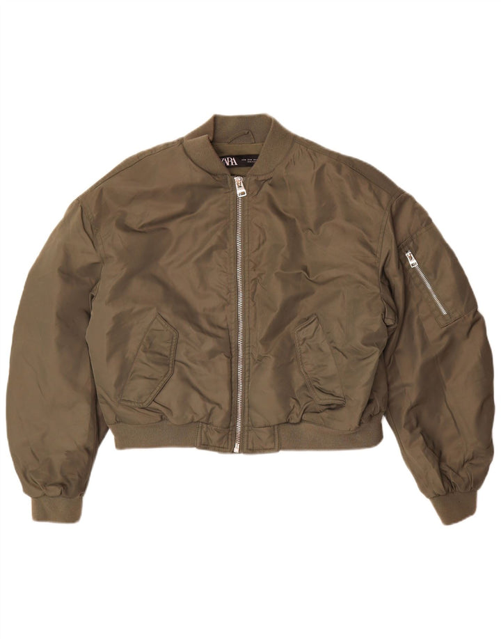 Zara Damen Crop Oversized Flight Aviator Jacke UK 14 Medium Khaki