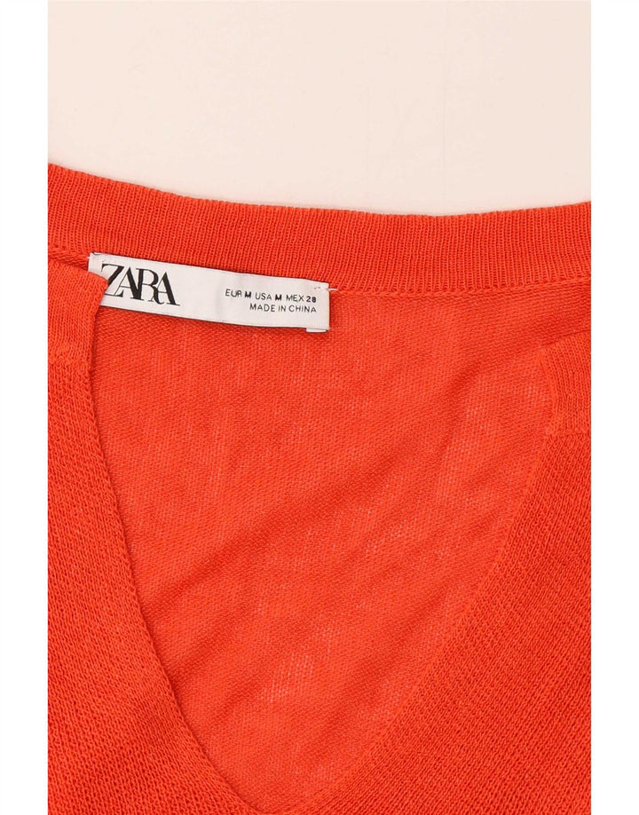 Übergroßer Pullover mit V-Ausschnitt von Zara für Damen, Gr. 14, mittelorange