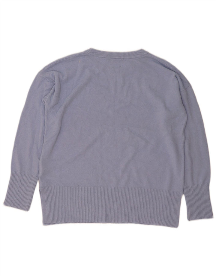 Oasis Damen-Pullover mit abstraktem Muster und Rundhalsausschnitt, Gr. 14, Mittelblau