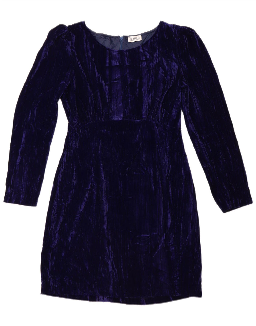 B.ONE Damen-Etuikleid aus Velours, langärmelig, Gr. 44, Größe L, Blau, Polyester