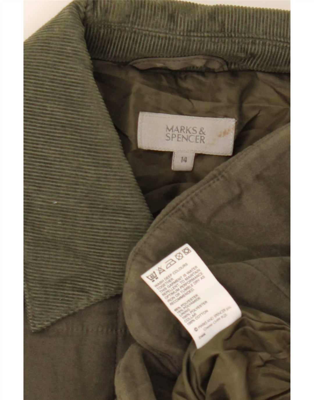 Marks & Spencer Damen Steppjacke UK 14 Large Khaki Polyester