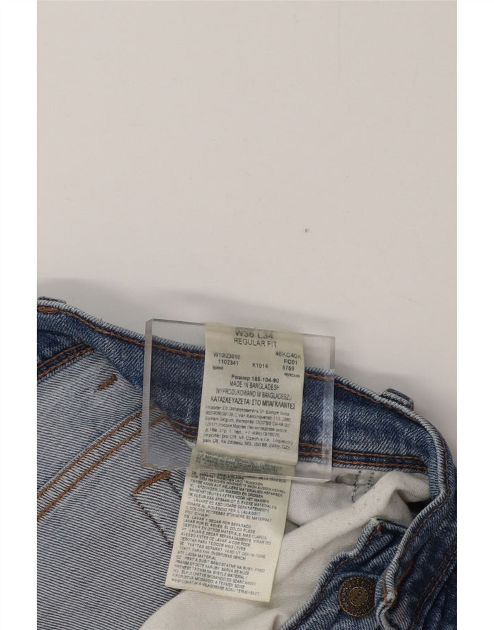 WRANGLER Herren Straight Jeans W36 L34 Blaue Baumwolle