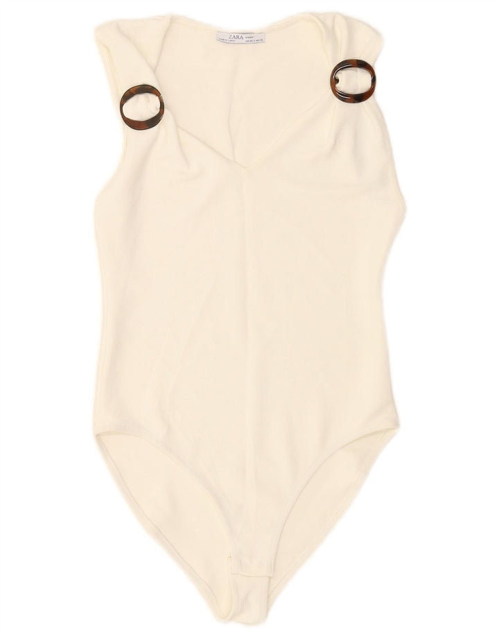 Ärmelloser Damen-Body von Zara, Gr. 8, Weiß