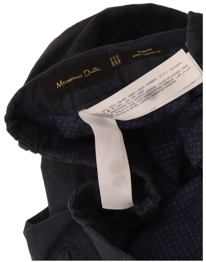 Massimo Dutti Herren Chinohose EU 42 Large W32 L29 Marineblau kariert