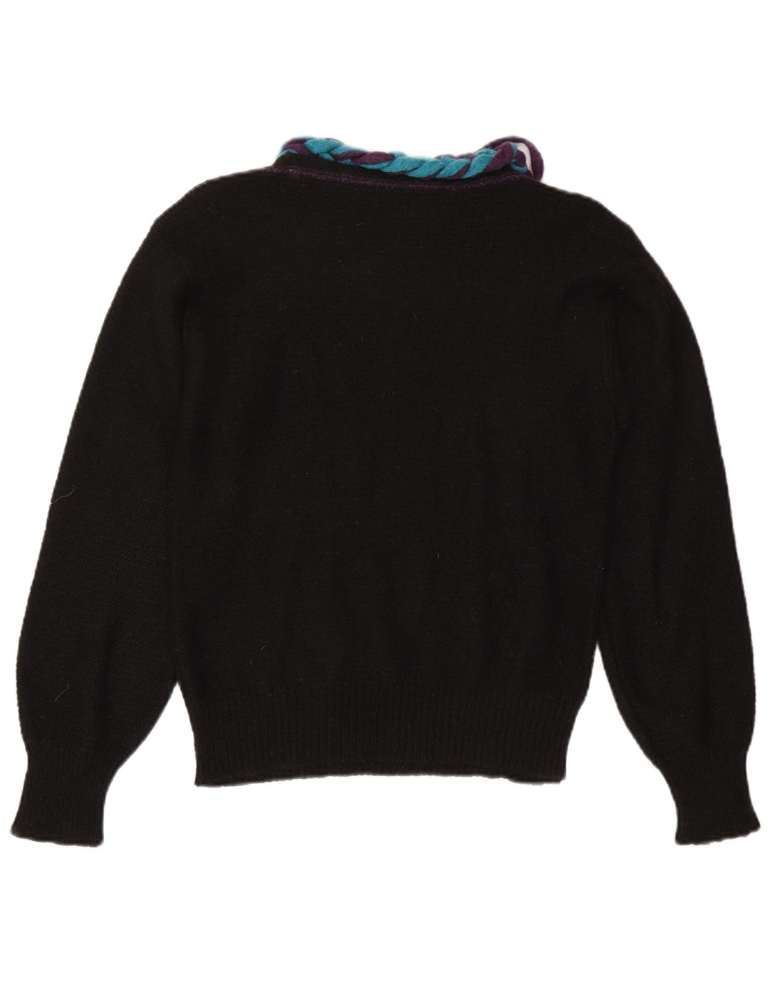 Vintage Damen Pullover mit U-Boot-Ausschnitt IT 46 Large Schwarz