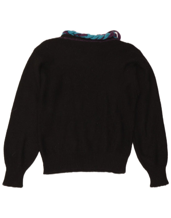 Vintage Damen Pullover mit U-Boot-Ausschnitt IT 46 Large Schwarz