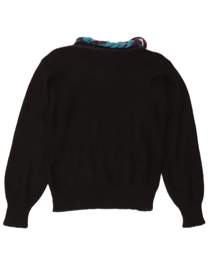 Vintage Damen Pullover mit U-Boot-Ausschnitt IT 46 Large Schwarz