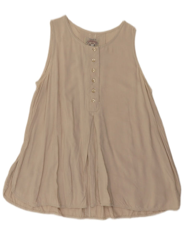 Armani Jeans Damen ärmelloses Blusenoberteil UK 14 Large Beige Viskose