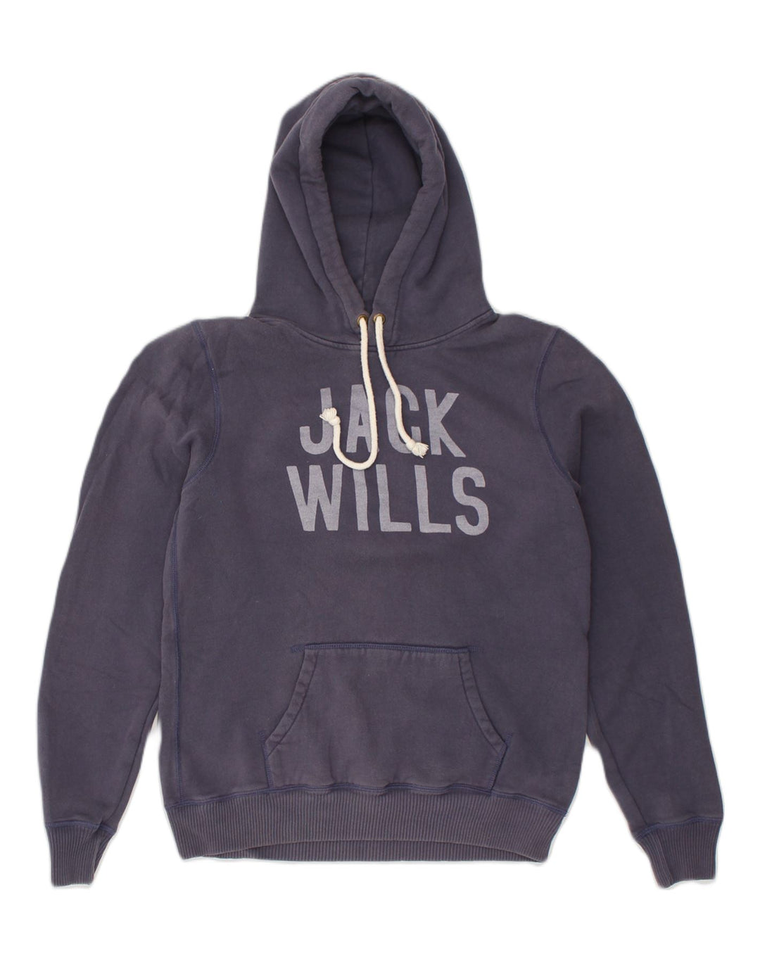 JACK WILLS Womens Graphic Hoodie Jumper UK 14 Medium Navy Blue Cotton | Vintage Jack Wills | Thrift | Second-Hand Jack Wills | Used Clothing | Messina Hembry 