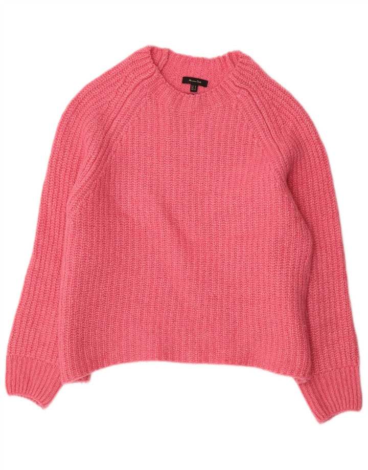 Massimo Dutti Damen-Pullover in Übergröße mit U-Boot-Ausschnitt, Gr. 10, Größe S, Rosa