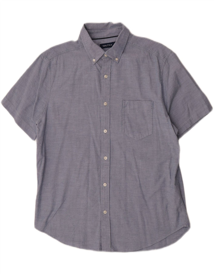 Nautica Herren-Kurzarmhemd, groß, aus blauer Baumwolle