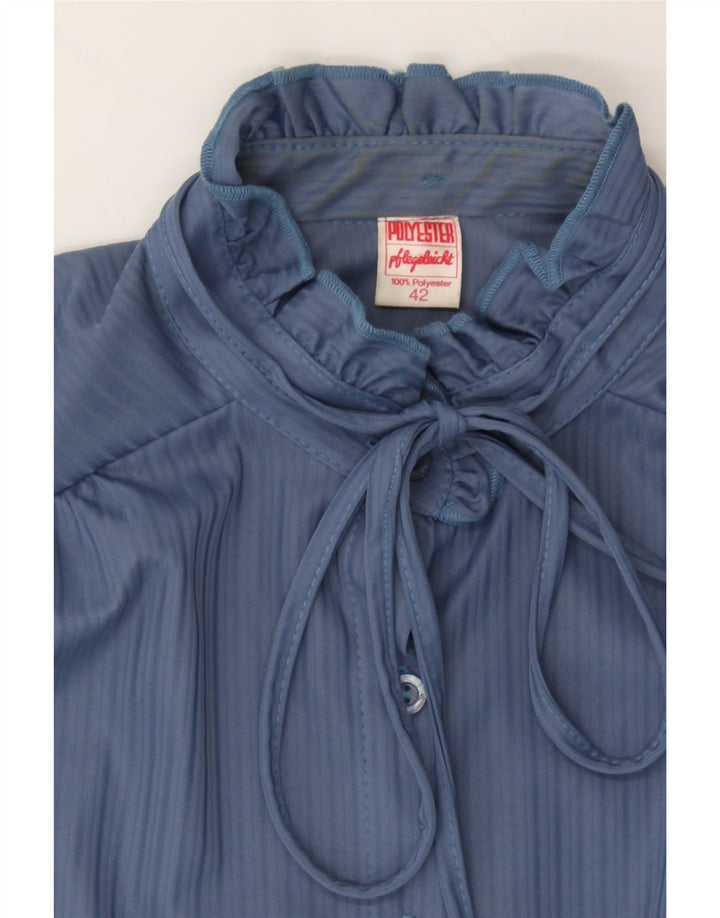 VINTAGE Womens Shirt Blouse IT 42 Medium Blue Striped Polyester Vintage Vintage and Second-Hand Vintage from Messina Hembry 