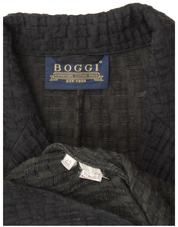 Boggi Damen-Strickjacke mit 3 Knöpfen, IT 42, mittelschwarz, gestreift, Baumwolle
