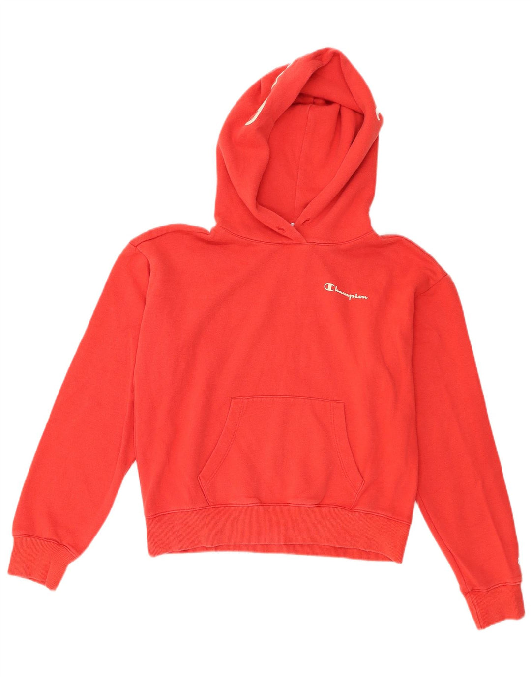 Champion Damen Crop Hoodie Pullover UK 14 Mittelrot