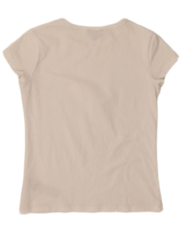 MASSIMO DUTTI Damen T-Shirt Top UK 8 Small Weiße Baumwolle