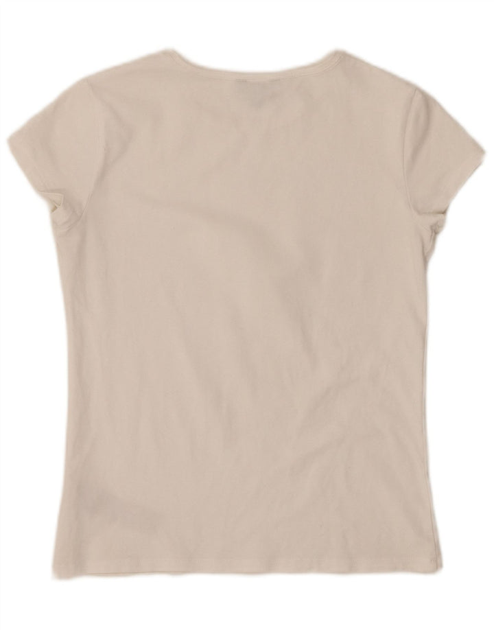 MASSIMO DUTTI Damen T-Shirt Top UK 8 Small Weiße Baumwolle