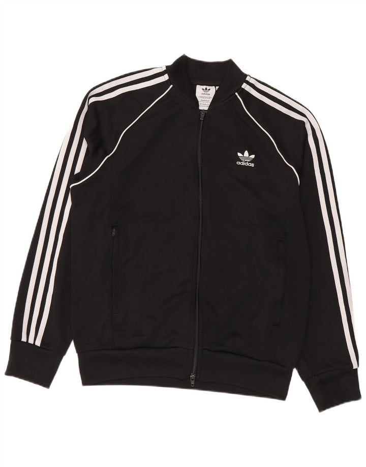 Adidas Herren-Trainingsanzug-Top-Jacke aus mittelschwarzem Polyester