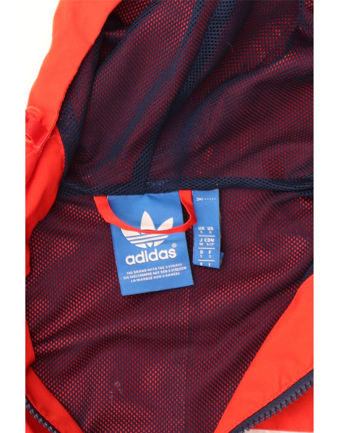 ADIDAS Herren-Regenjacke mit Kapuze, UK 36, klein, rotes Farbblock-Polyester