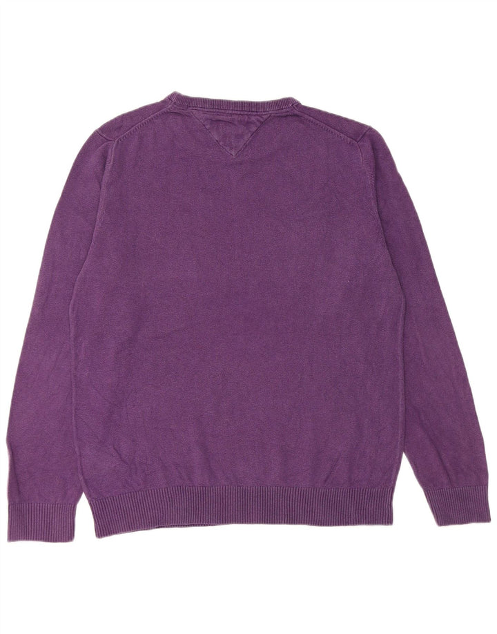 Tommy Hilfiger Herren-Pullover mit Rundhalsausschnitt, mittelviolette Baumwolle