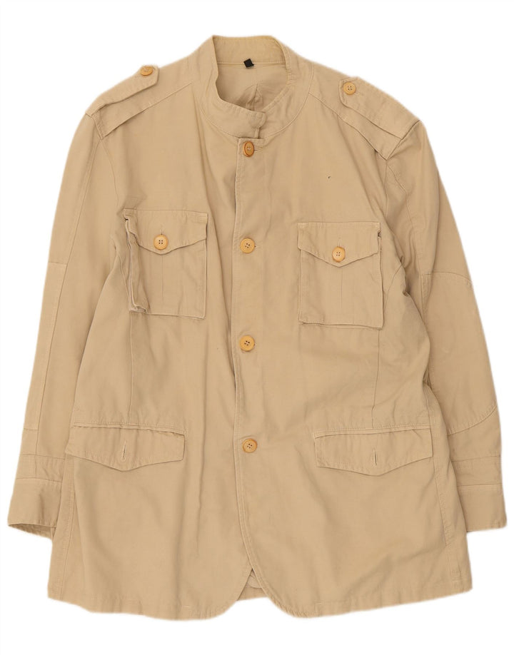 Zara Herren Militärjacke UK 44 2XL Beige Baumwolle