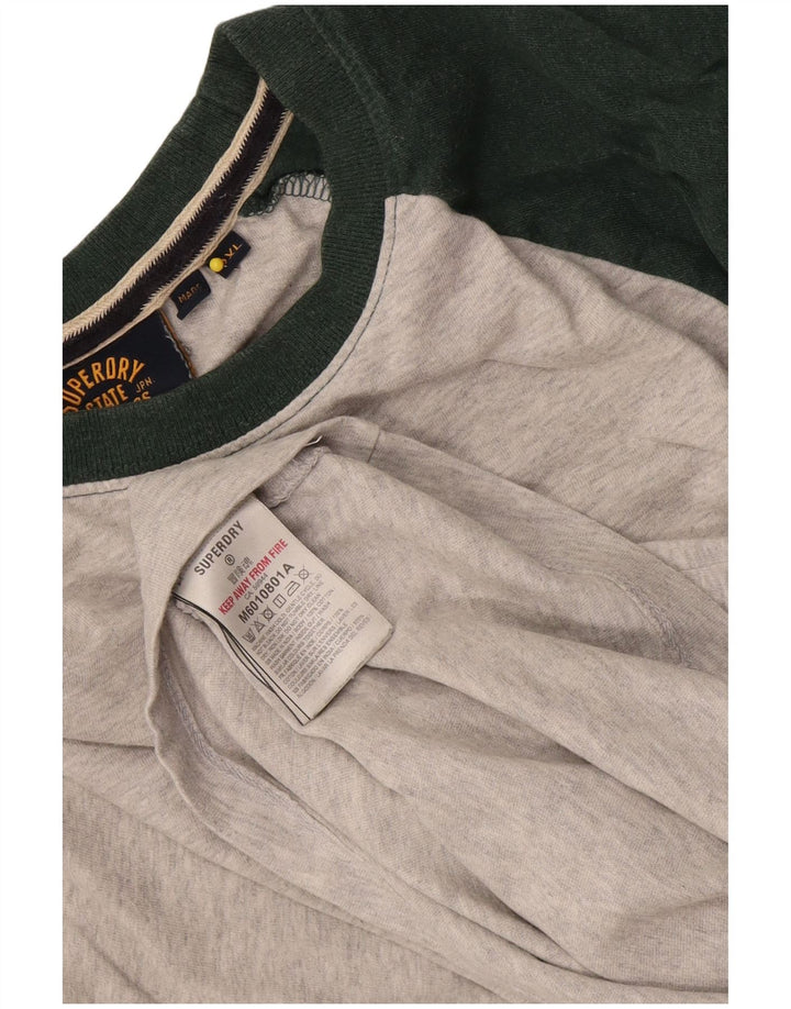 Superdry Herren-Oberteil, langärmelig, 2XL, Grau, Colourblock-Baumwolle