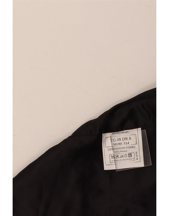Vintage Herren Zweireihige Weste IT 48 Mittelschwarze Viskose