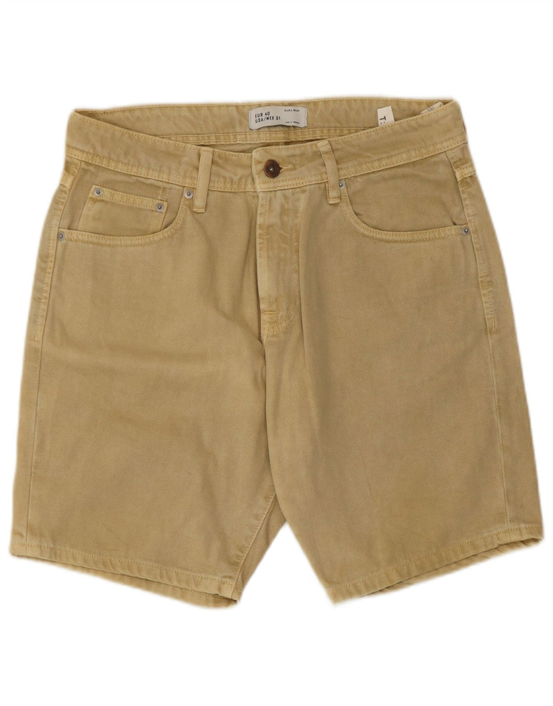 Zara Herren Jeansshorts EU 40 Medium W31 Beige Baumwolle