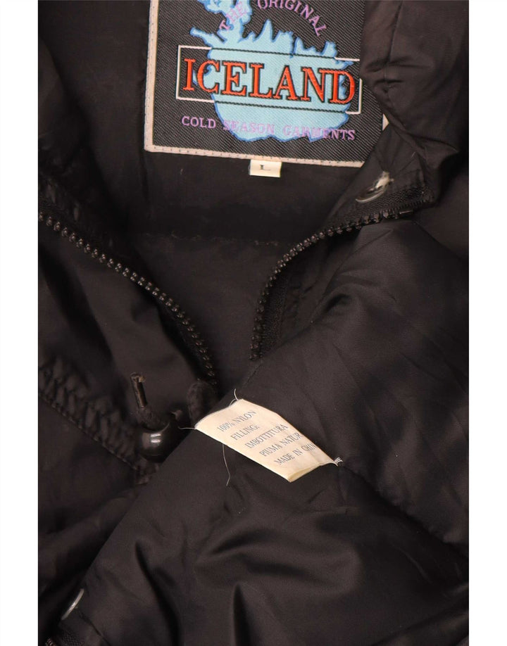 Island Damen Übergroße gepolsterte Jacke UK 16 Large Schwarzes Nylon