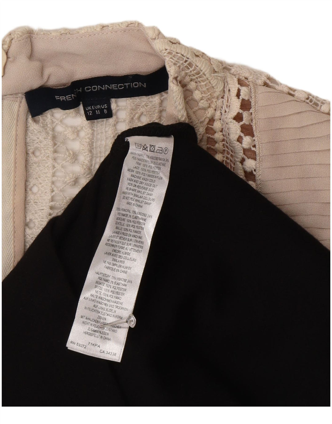 French Connection A-Linien-Kleid für Damen, UK 12, Mittelschwarz, Farbblock