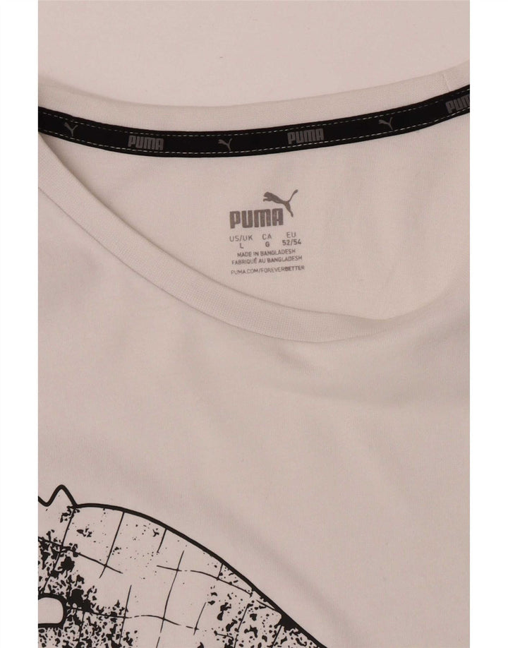 Puma Herren T-Shirt mit Grafik, Größe L, Weiß