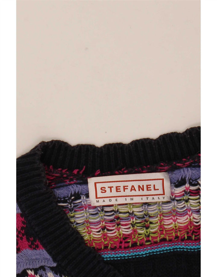 Stefanel Damen-Cardigan-Pullover UK 12 Medium Mehrfarbig Geometrisch