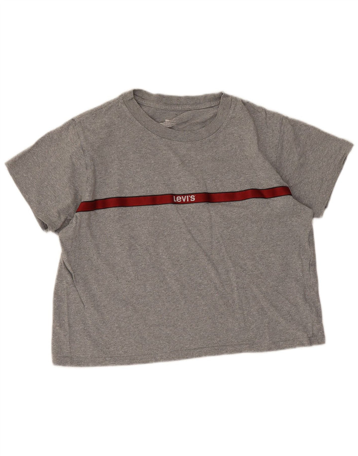 Levi's Damen Crop Oversized T-Shirt Top UK 6 XS Grau meliert
