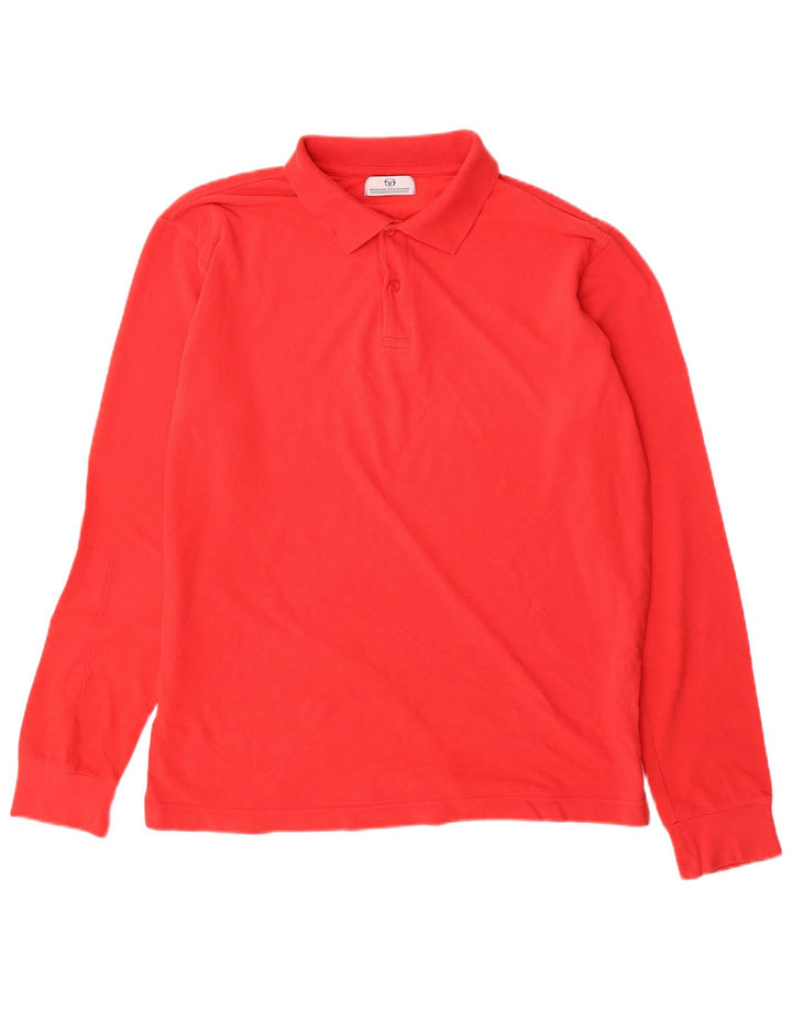 SERGIO TACCHINI Herren-Langarm-Poloshirt XL aus roter Baumwolle