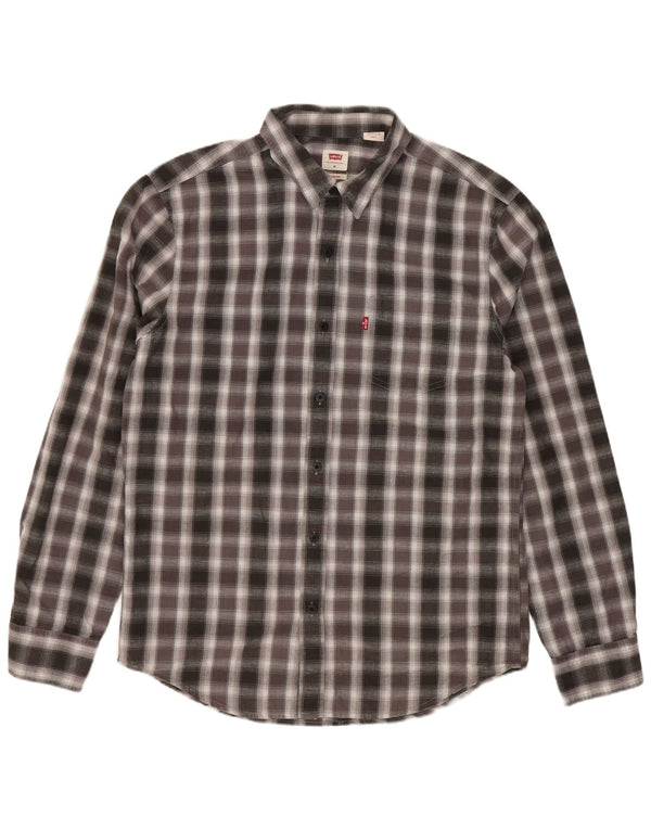 Levi's Herren-Hemd in Standard-Passform, mittelgrau, kariert, Baumwolle