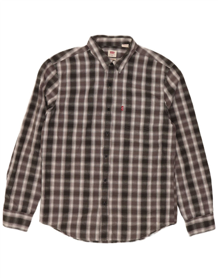 Levi's Herren-Hemd in Standard-Passform, mittelgrau, kariert, Baumwolle