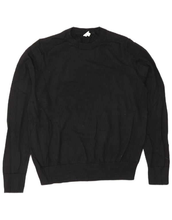 John Lewis Damen-Pullover mit Rundhalsausschnitt, UK 14, mittelschwarze Merinowolle