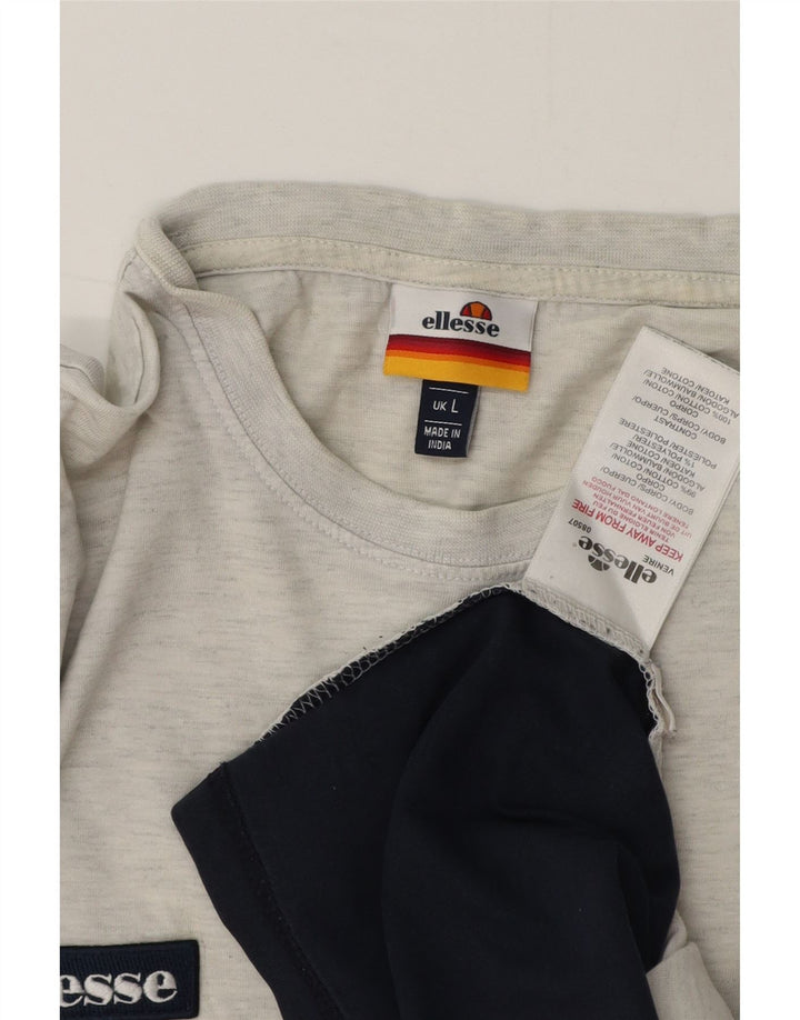 Ellesse Herren T-Shirt Top Large Grau Colourblock Baumwolle