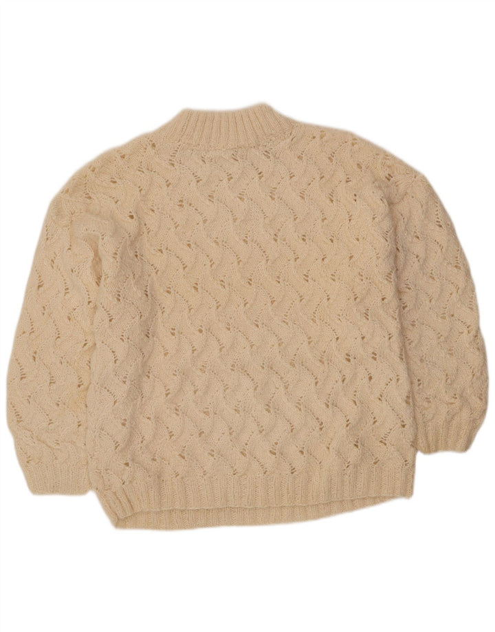 VINTAGE Womens Turtle Neck Jumper Sweater UK 14 Medium Off White