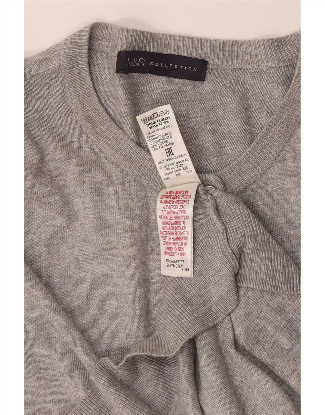 Marks & Spencer Damen Strickjacke Pullover UK 14 Mittelgraue Viskose