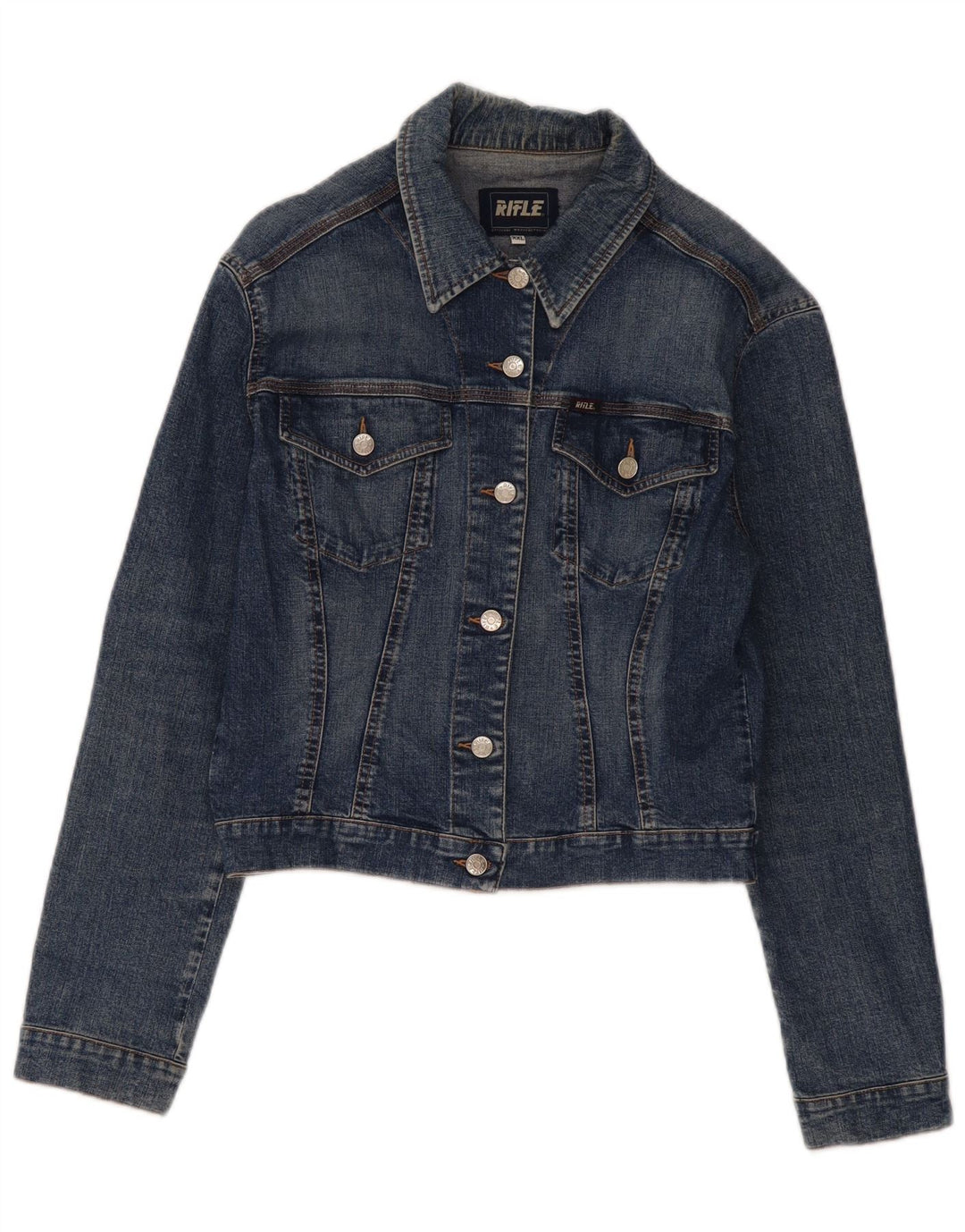 RIFLE Crop Jeansjacke für Mädchen, 15–16 Jahre, 2XL, blaue Baumwolle