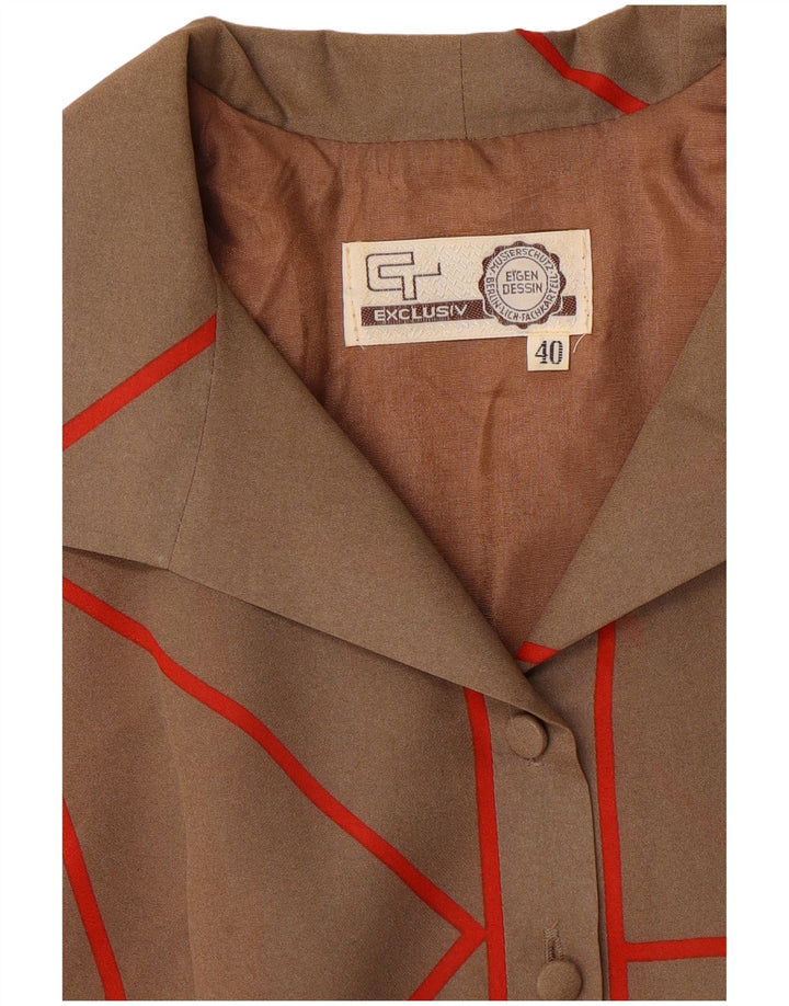 EXKLUSIVES langärmliges A-Linien-Kleid für Damen, EU 40, mittelbraun, geometrisch