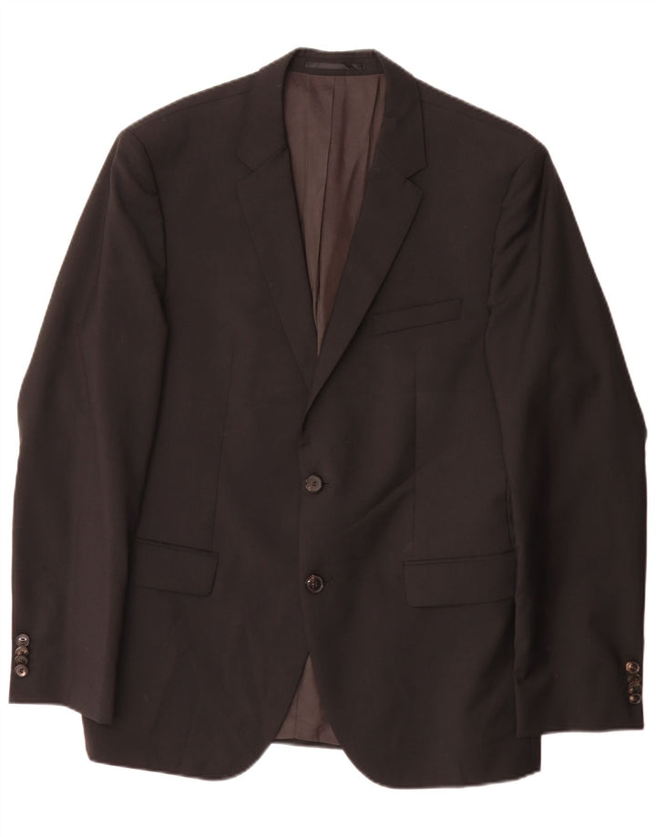 Hugo Boss Herren-Blazer mit 2 Knöpfen, EU 52, groß, schwarze Schurwolle