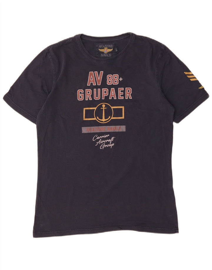 AVIAZIONE NAVALE Herren-T-Shirt mit Grafik, groß, marineblau, Baumwolle