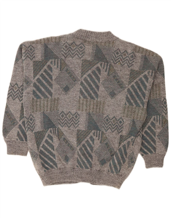 Gianni Herren-Strickjacke mit lockerer Passform, mittelgrau, geometrisch