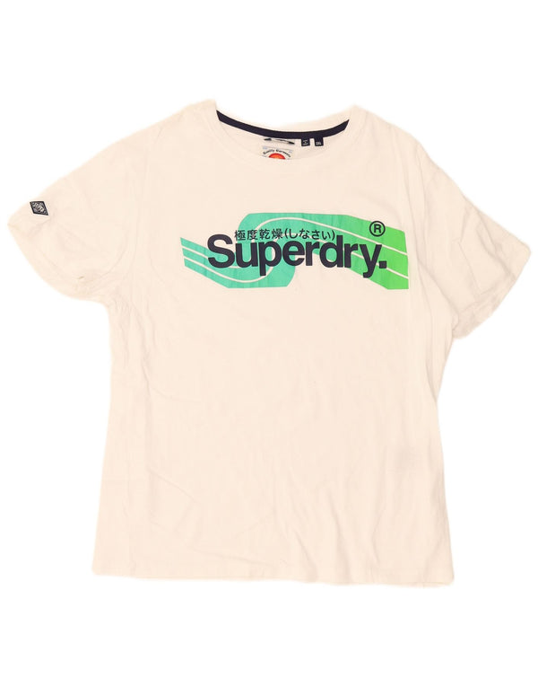 Superdry Damen T-Shirt mit Grafik, UK 20 2XL, weiße Baumwolle