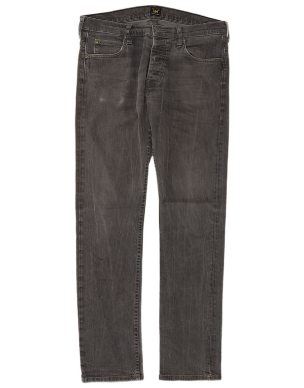 Lee Herren Powell Slim Jeans W33 L34 Graue Baumwolle