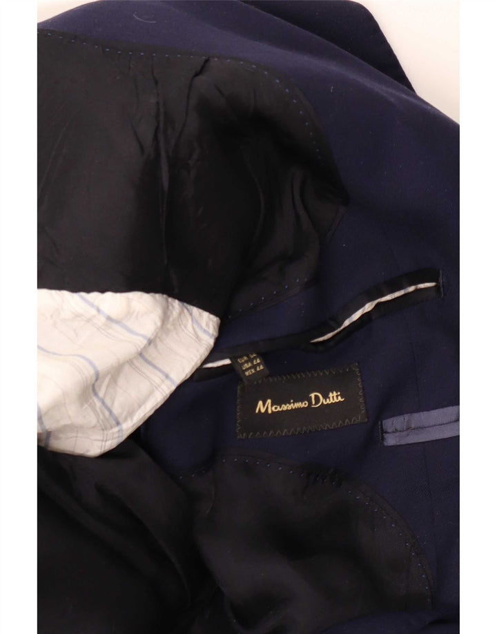 Massimo Dutti Herren-Blazer mit 2 Knöpfen, EU 54, XL, marineblaue Wolle