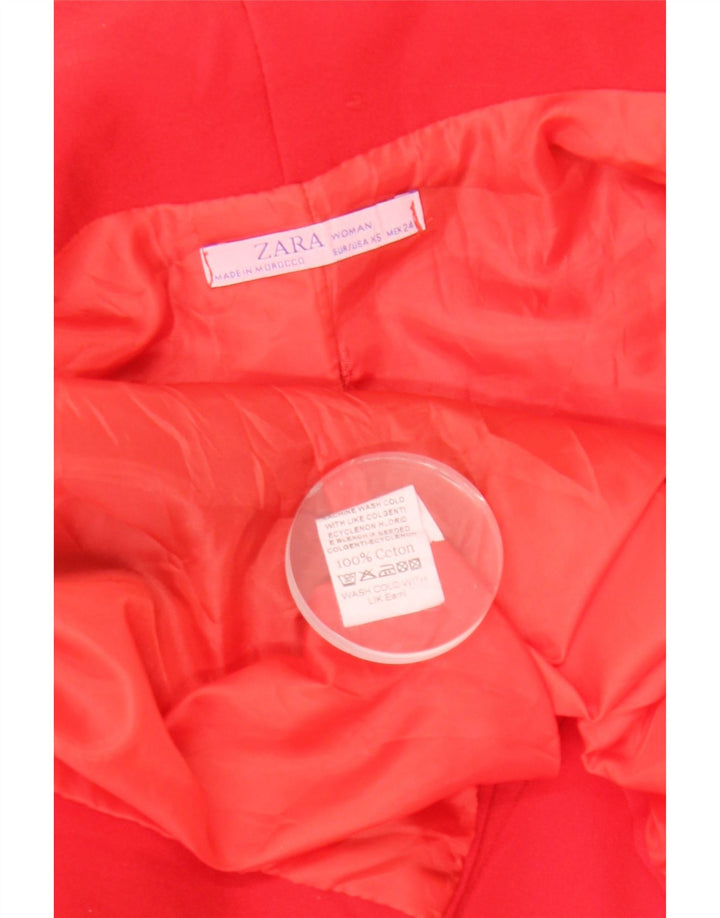 Zara Womens Open Overcoat UK 6 XS Rote Baumwolle